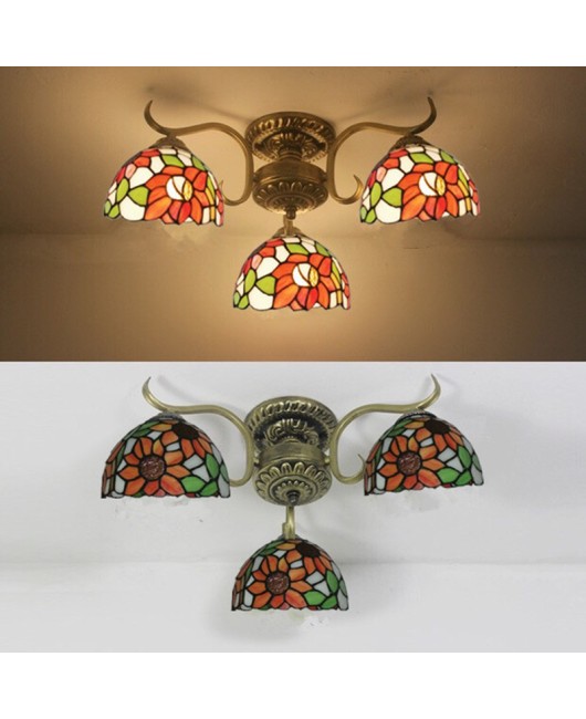 Tiffany Lighting Rural Iron Pendant Sunflower Rural Ceiling Pendant Living Room Bedroom Dining Room Multi Head Pendant