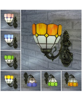 Mediterranean single head double head wall lamp bedroom bedside lamp living room background wall indoor personalized corridor balcony wall lamp