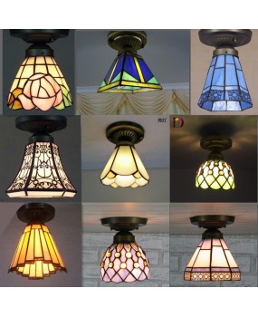 Baohua Tiffany Glass Lighting Ceiling Light Bedroom Balcony Corridor Entrance Corridor Bathroom European Special Offer