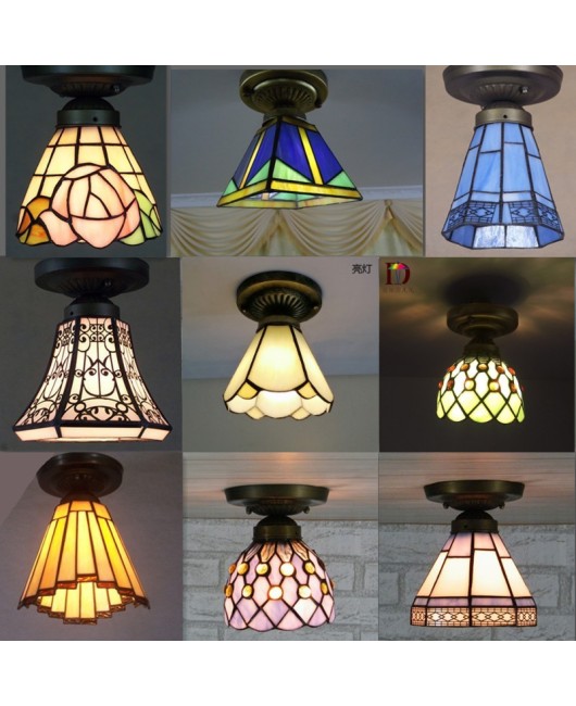 Baohua Tiffany Glass Lighting Ceiling Light Bedroom Balcony Corridor Entrance Corridor Bathroom European Special Offer