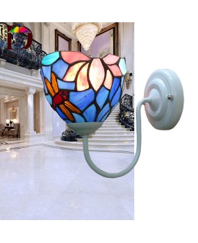 Tiffany Dragonfly LED Bedroom European Creative Bedhead Wall Light One Piece Replacement for Indoor Hotel Bedlight