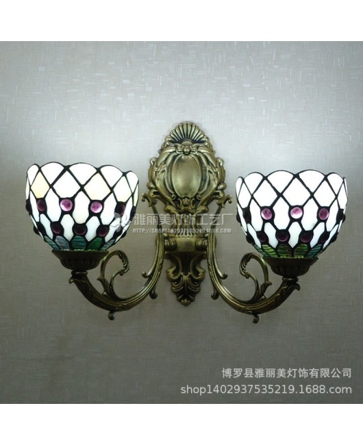 Manufacturer wholesale colored glass lamps Tiffany lighting Mediterranean beads blue minimalist wall lamp mirror headlights