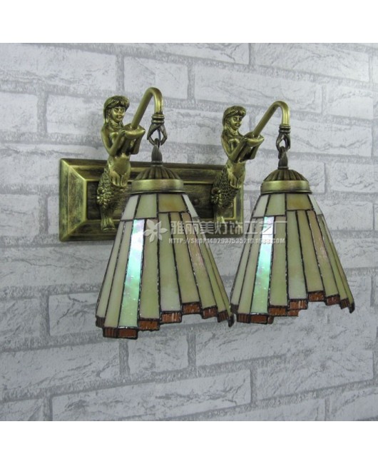 Manufacturer wholesale Tiffany lighting mermaid wall lamp European minimalist retro mirror headlight bedroom bedside wall lamp