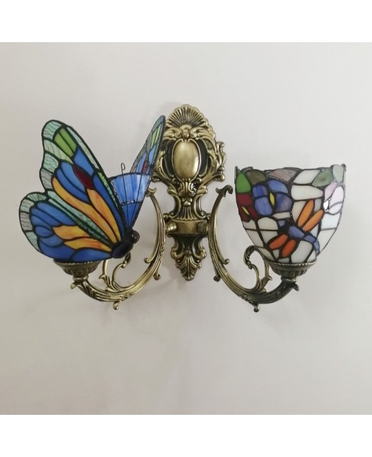 Baohua Tiffany Colored Glass Mediterranean Balcony Corridor Hotel Guest Dining Room Bedroom Bar Smart Wall Light