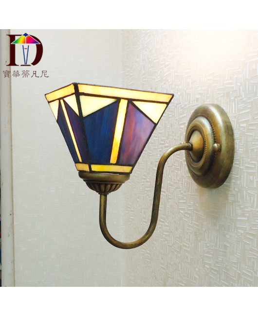 A dropshipping promotional lighting fixture Tiffany Glass Mediterranean Creative Iron Bedroom Bedhead Hotel Balcony Wall Light