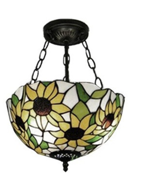 Minimalist Baohua Tiffany Sunflower Creative Glass Retro Iron Pendant Bedroom Hotel Bar Lighting Wholesale