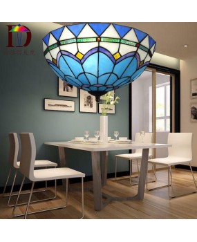 Lighting Fixture One Piece Delivery Mediterranean Living Room Light Ceiling Light Tiffany Colored Glass Hotel Engineering Lighting Restaurant