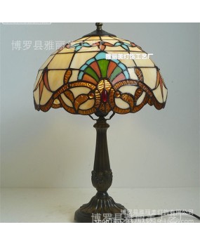 Discounted European Baroque Warm Colors Warm Bedhead Desk Lamp, Study Desk Lamp, Colored Glass Desk Lamp