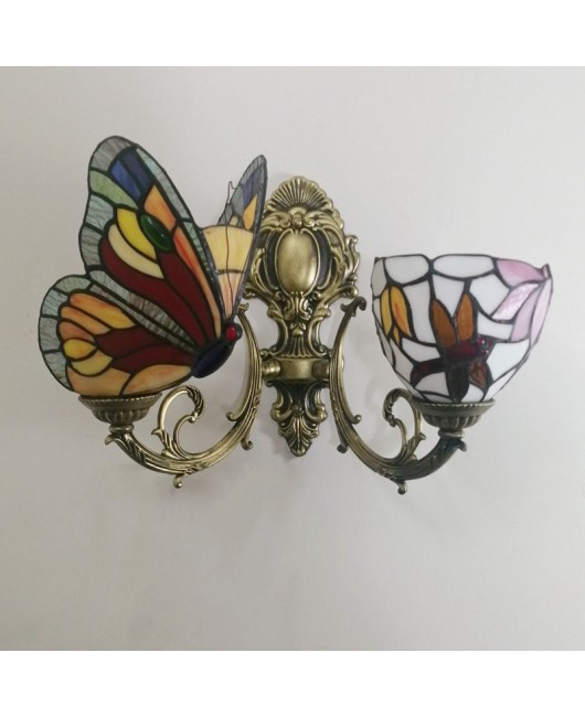 Baohua Tiffany Colored Glass Mediterranean Balcony Corridor Hotel Guest Dining Room Bedroom Bar Smart Wall Light