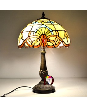 Baohua Tiffany colored glass lighting, European Mediterranean retro lighting, desk lamp, bedside lamp, restaurant bar desk lamp