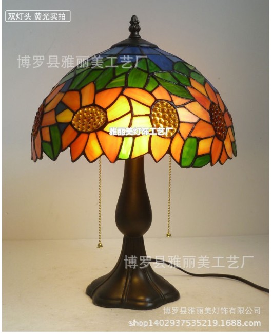 Colorful glass lighting, rural rose desk lamp, living room bedroom bedside lamp, warm desk lamp manufacturer wholesale