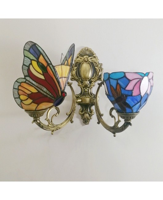 Baohua Tiffany Colored Glass Mediterranean Balcony Corridor Hotel Guest Dining Room Bedroom Bar Smart Wall Light