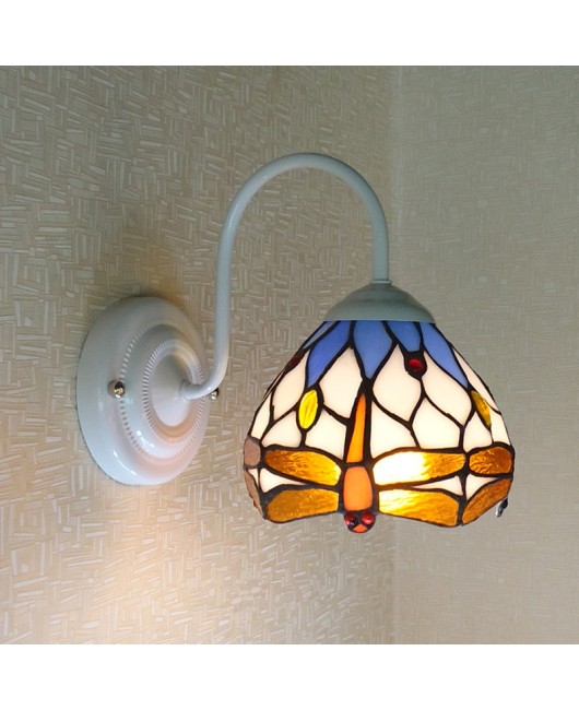 Baohua Tiffany Lighting Manufacturer Direct Sales Tiffany Creative European Zinc Alloy Wall Lamp Rural Dragonfly Bedlight