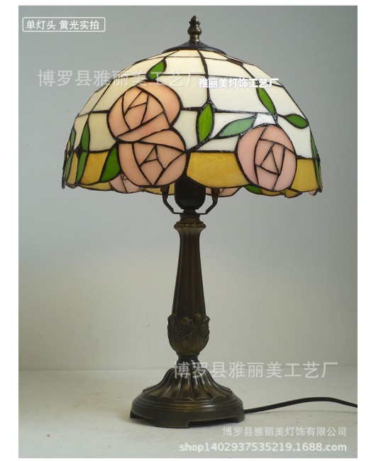 Colorful glass lighting, rural rose desk lamp, living room bedroom bedside lamp, warm desk lamp manufacturer wholesale