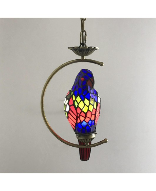 Colorful glass chandelier, restaurant light, creative and personalized bar counter, bird light, coffee shop, bedroom, Tiffany lighting, parrot