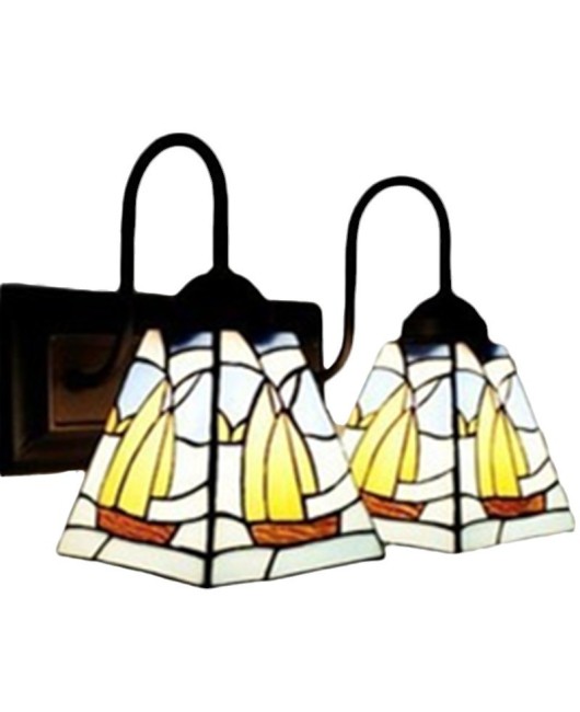 Tiffany glass mirror headlights Mediterranean living room bedroom sailboat wall lights Bed lights LED wholesale one piece dropshipping