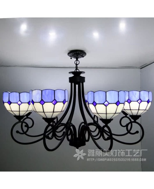 Manufacturer wholesale Tiffany wrought iron lamps Mediterranean simple romantic chandelier living room bedroom dining room multi head chandelier