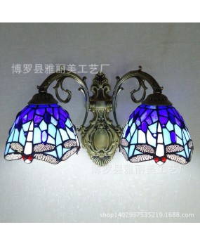 Glass Tiffany Lighting Dragonfly Corridor Wall Light LED Blue Bedhead Bedroom Bathroom Wall Light Wholesale Hot Sale