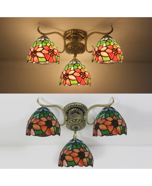 Tiffany Lighting Rural Iron Pendant Sunflower Rural Ceiling Pendant Living Room Bedroom Dining Room Multi Head Pendant