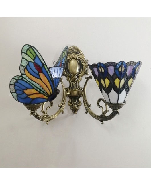 Baohua Tiffany Colored Glass Mediterranean Balcony Corridor Hotel Guest Dining Room Bedroom Bar Smart Wall Light