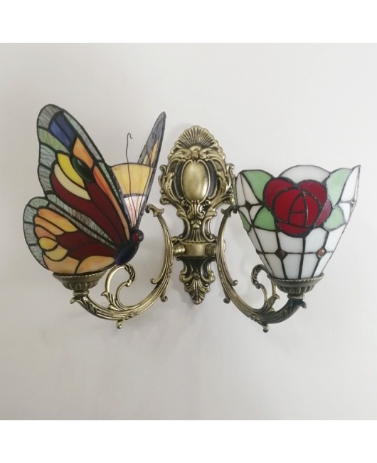 Baohua Tiffany Colored Glass Mediterranean Balcony Corridor Hotel Guest Dining Room Bedroom Bar Smart Wall Light