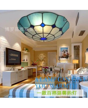 Wholesale Tiffany Lighting Mediterranean Ceiling Light One Piece dropshipping Round Living Room Bedroom LED Ceiling Light