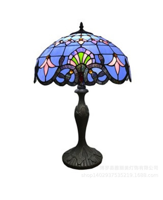 Discounted European Baroque Warm Colors Warm Bedhead Desk Lamp, Study Desk Lamp, Colored Glass Desk Lamp