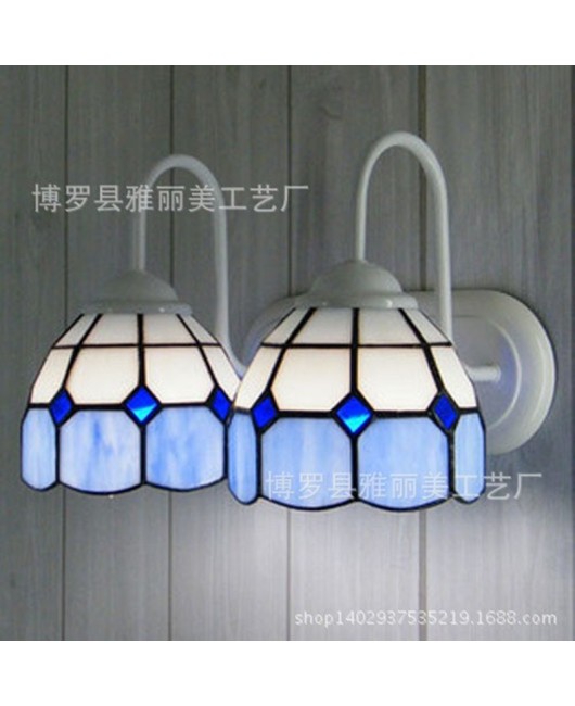 Baohua Tiffany Lighting Decoration Living Room Dining Room Children's Room Bedroom Light Blue Simple Mediterranean Wall Light