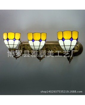 Home wall lamp, European style lamp, simple double headed wall lamp, Tiffany dual mirror headlight, colorful glass creative wall lamp