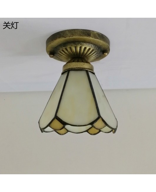 Baohua Tiffany Glass Lighting Ceiling Light Bedroom Balcony Corridor Entrance Corridor Bathroom European Special Offer