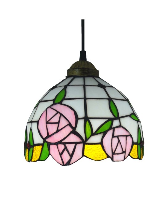 Supply countryside style rose single head restaurant, hotel pendant light, one piece dropshipping Tiffany colored glass pendant