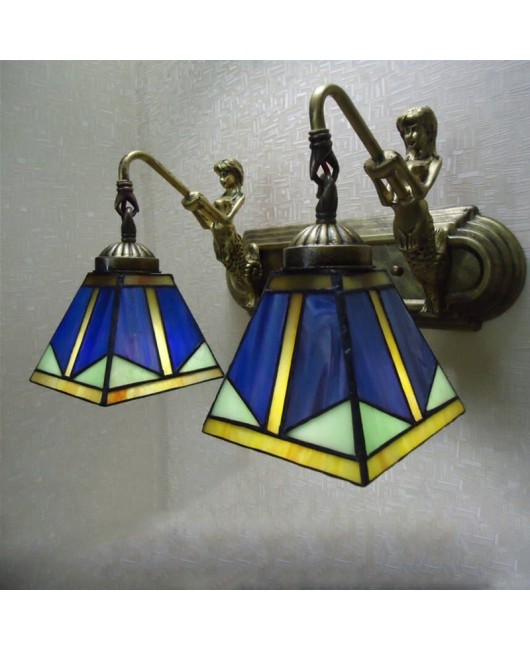 A dropshipping promotional lighting fixture Tiffany Glass Mediterranean Creative Iron Bedroom Bedhead Hotel Balcony Wall Light