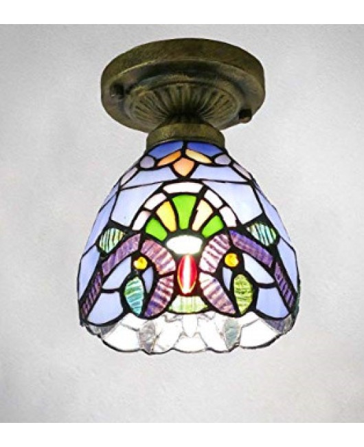 Baohua Tiffany Glass Lighting Ceiling Light Bedroom Balcony Corridor Entrance Corridor Bathroom European Special Offer