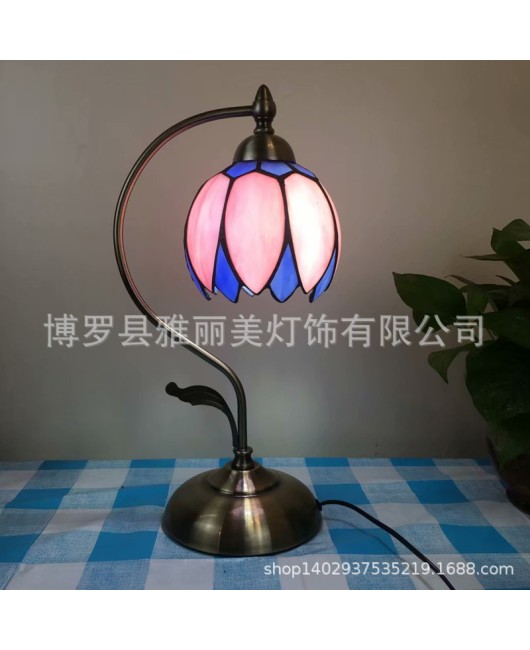 Baohua Cross border Creative Eye Protection Reading Desk Lamp Mediterranean Countryside Student Flower and Bird Desk Lamp Bedroom Bedhead Nightlight