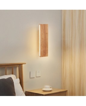 Solid wood bedroom headboard LED wooden wall lamp Japanese style corridor staircase homestay rotatable reading wall lamp