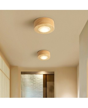 Surface mounted solid wood ceiling mounted tube light, simple and modern hallway light, corridor light, Japanese style living room background wall, balcony small light