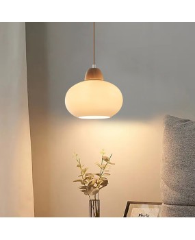 Nordic Japanese style bedroom headboard single head persimmon pendant light, antique French cream style restaurant long line glass pendant light