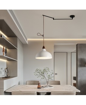 Nordic retro movable pendant light Bauhaus minimalist study island table restaurant bar swing arm retractable LED pendant light