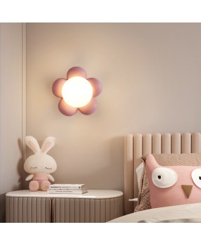 Rural style simple and warm flower bed lamp Nordic creative design children's room study bedroom pure copper wall lamp