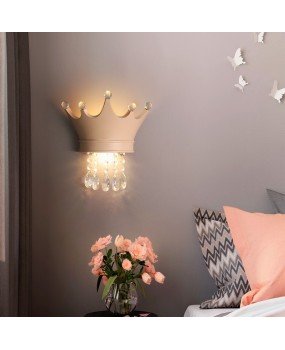 Light luxury style modern minimalist children's room crystal crown wall lamp creative personality background wall headboard wall lamp