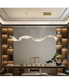 Restaurant lights, artistic creativity, individuality, front desk, tea room, lively water, Chinese Zen style bar, table lamp, island platform, ribbon pendant light