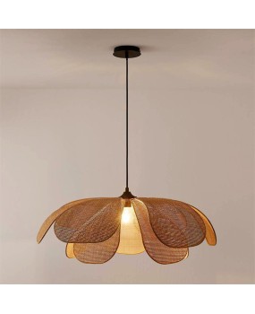 Japanese Wabi Sabi style hand woven Zen tea room living room bedroom dining room homestay creative rattan flower petal pendant light