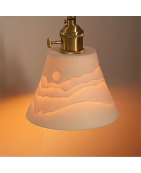 Japanese style bedside pendant light, bedroom single head modern minimalist mountain layered shadow small pendant light, atmosphere new ceramic wall light