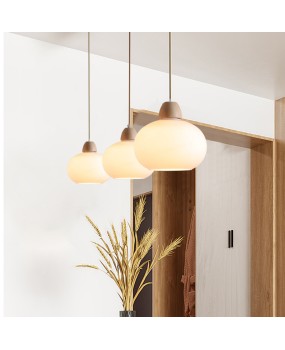 Nordic Japanese style bedroom headboard single head persimmon pendant light, antique French cream style restaurant long line glass pendant light