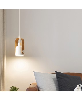 Nordic bedroom headboard pendant light designer minimalist wood grain light restaurant bar reading corner illuminated single head pendant light