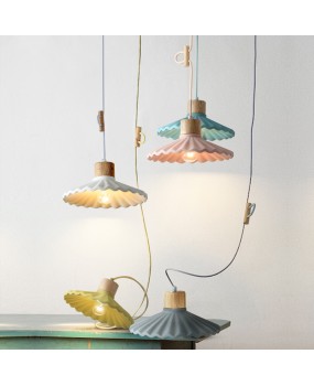 Nordic restaurant colorful cement pleated pendant light, modern and simple macaron cake shop, coffee shop, bar counter pendant light