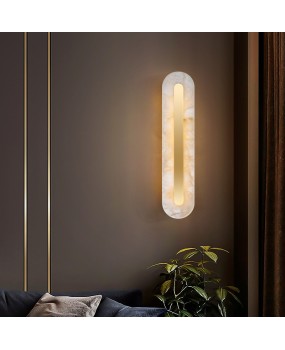 Light luxury all copper living room wall lamp, postmodern creative hotel staircase hallway restaurant lamp, bedroom bedside marble wall lamp