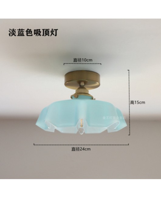 American retro French glass pendant light Japanese bay window bar counter restaurant balcony bedroom bedside lamp brass pendant light