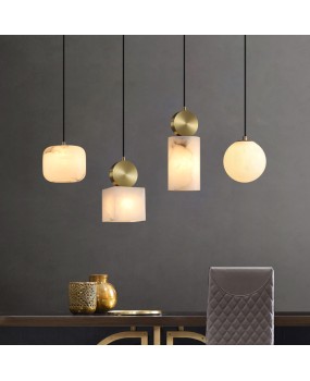 Nordic modern minimalist bedroom light luxury small pendant light restaurant pendant light all copper marble headboard LED pendant light