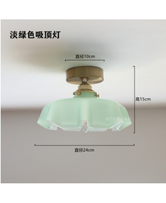 American retro French glass pendant light Japanese bay window bar counter restaurant balcony bedroom bedside lamp brass pendant light